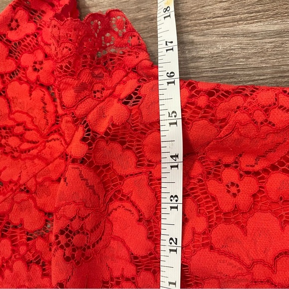 Vince Camuto Lace Midi Dress Women’s Size 6 Coral High Low Short Sleeve Cocktail - Picture 6 of 10